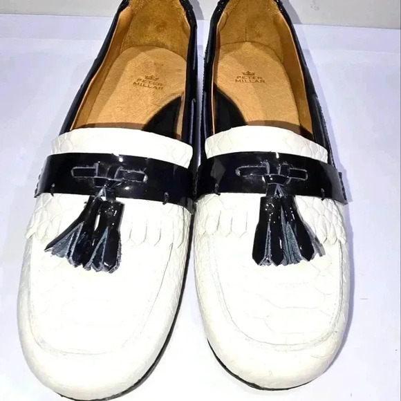 Peter Millar Women's Snake Skin Leather Kiltie Tassel Driving Mocassins Size-7 M - Picture 1 of 10